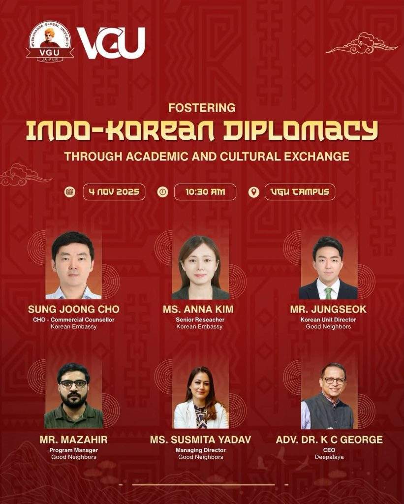 Adv. Dr. K. C. George at India–Korea Academic Dialogue, VGU Campus