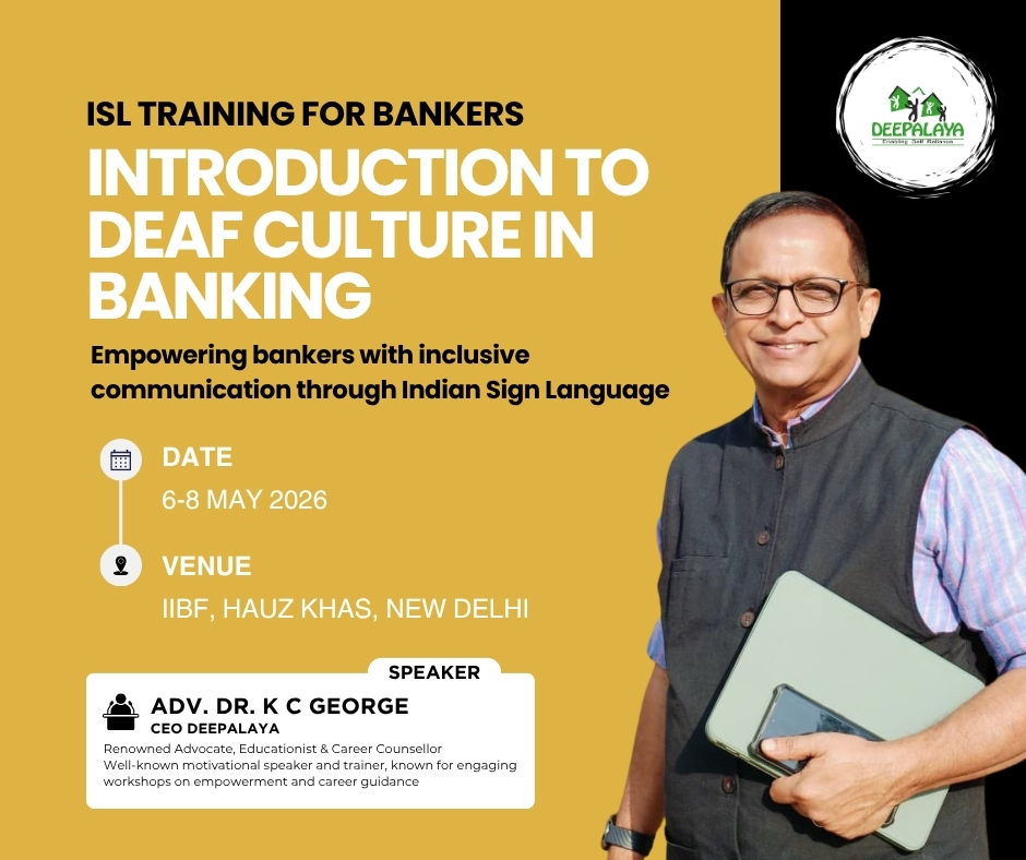 Bankers attending sign language training conducted by Deepalaya in New Delhi